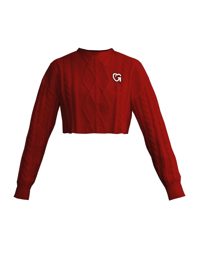 Cg Diamond Knit Cropped Sweater