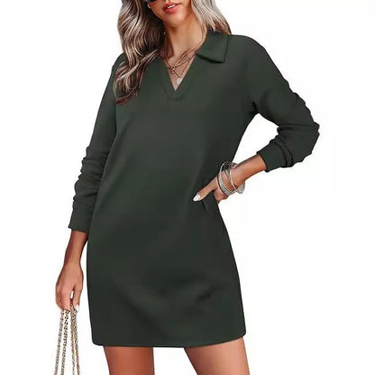 Clothing Collared Long Sleeve Color Sports Sweater Dress