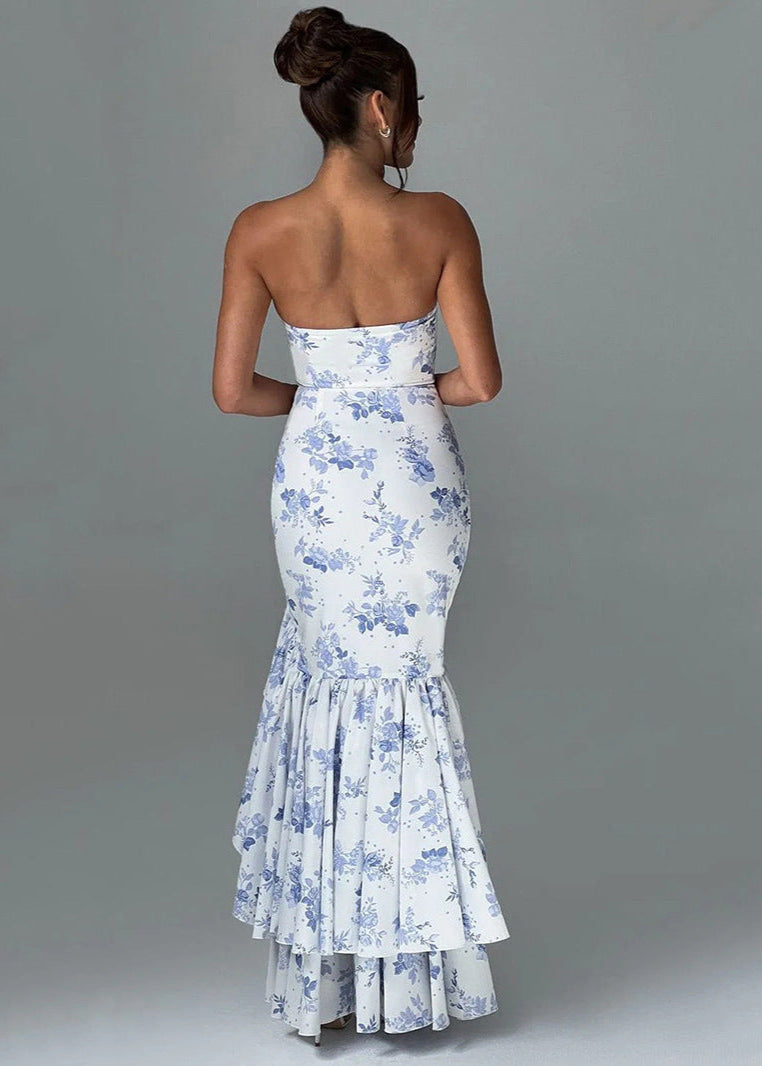 Elegance - Strapless Ruffled Maxi Dress