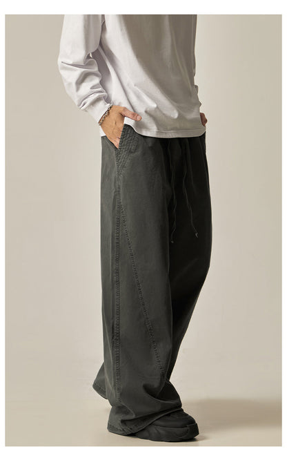 Brown Loose Drawstring Wide Pants