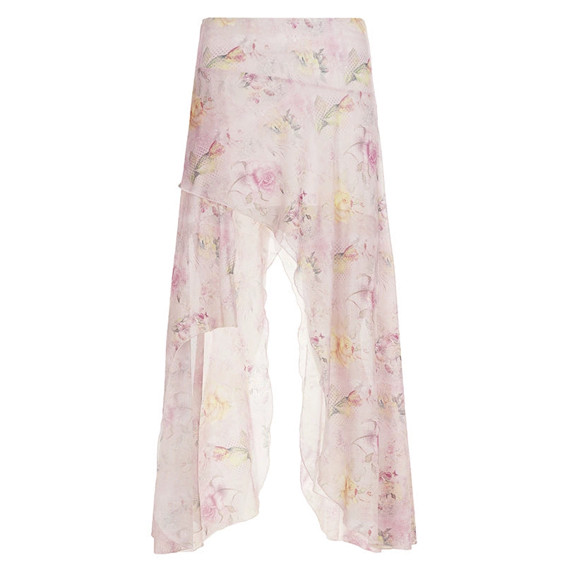 Korie Printed Ruffle Midi Skirt