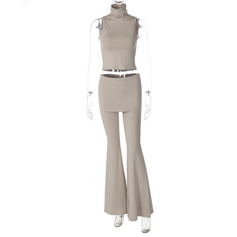 Clothing Summer Personalized Sleeveless Top Slim Fit High Waist Flared Pants Set