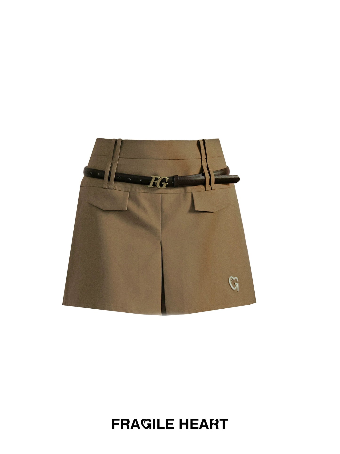 Fragile Heart Preppy Ensemble: Olive Mini Skort, Cream Lace-up Blouse, and Tailored Khaki Blazer Set