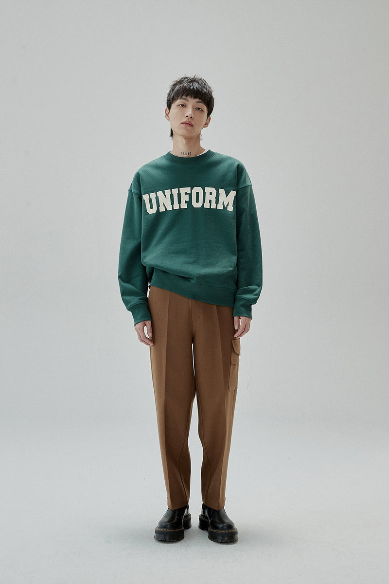 Retro Color Block Rubber Print Crewneck Sweatshirt