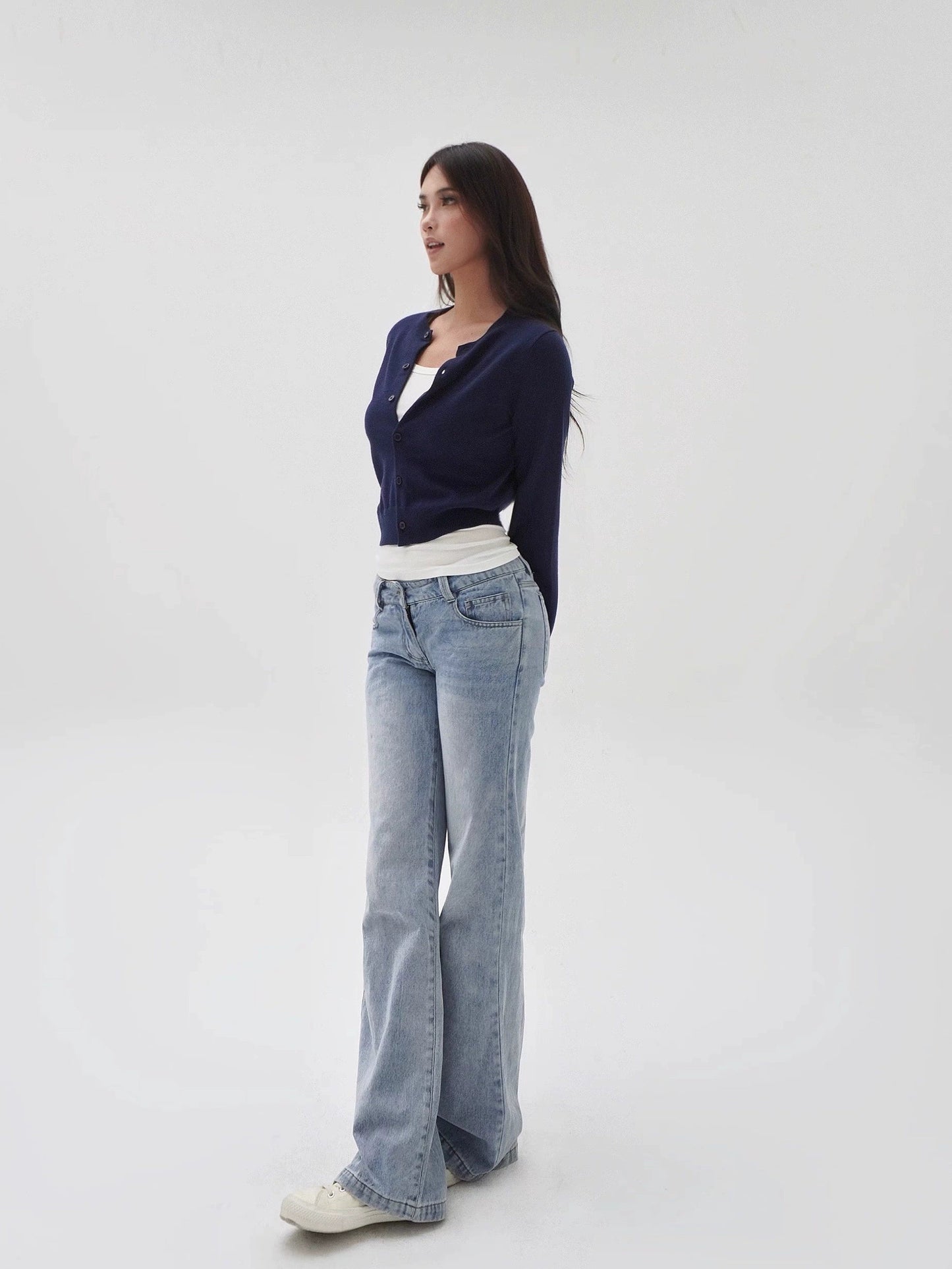 Slim-fit Cropped Knit Cardigan Sweater
