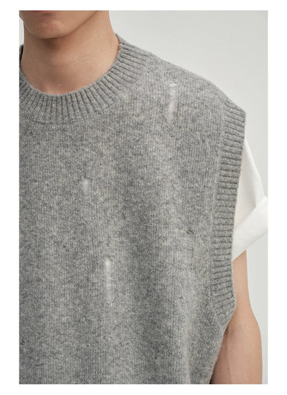 Irregular Distressed Open-knit Cardigan/vest