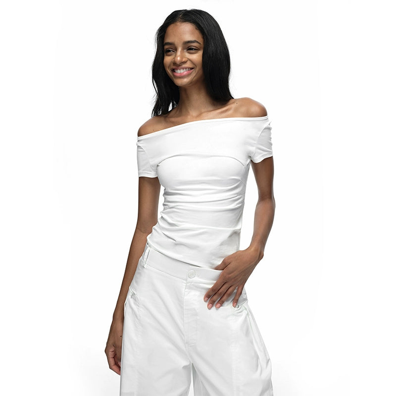 Black/white Off-shoulder Backless T-shirt