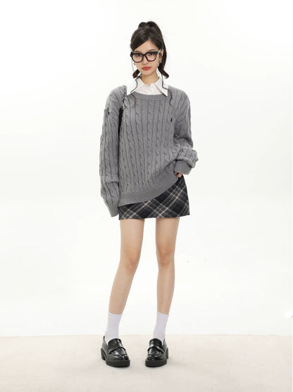 High-waisted Plaid Skirt