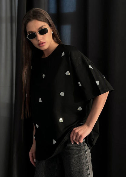 Sparkling Hearts Oversized T-shirt