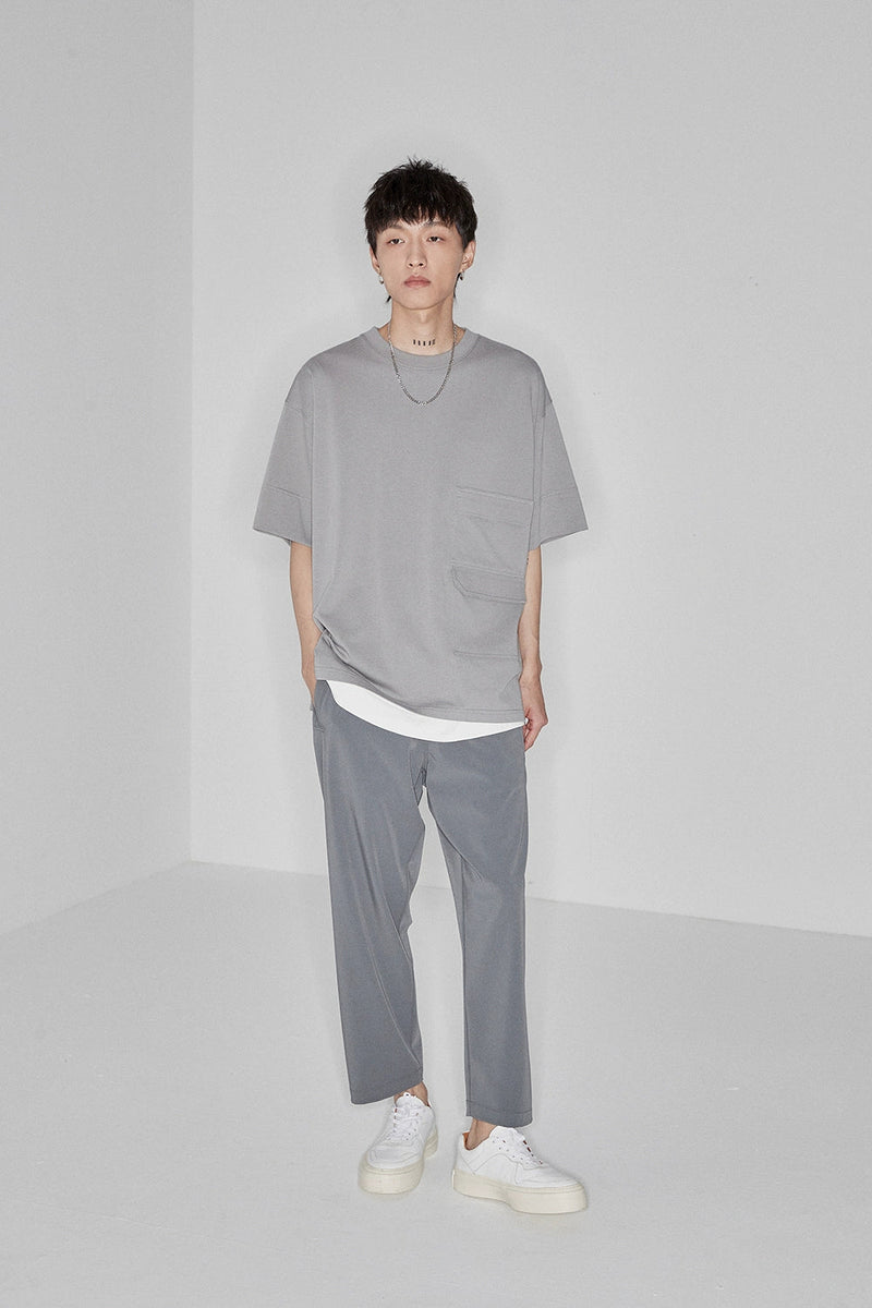 Side Seam-free Elastic Waist Cropped Pants