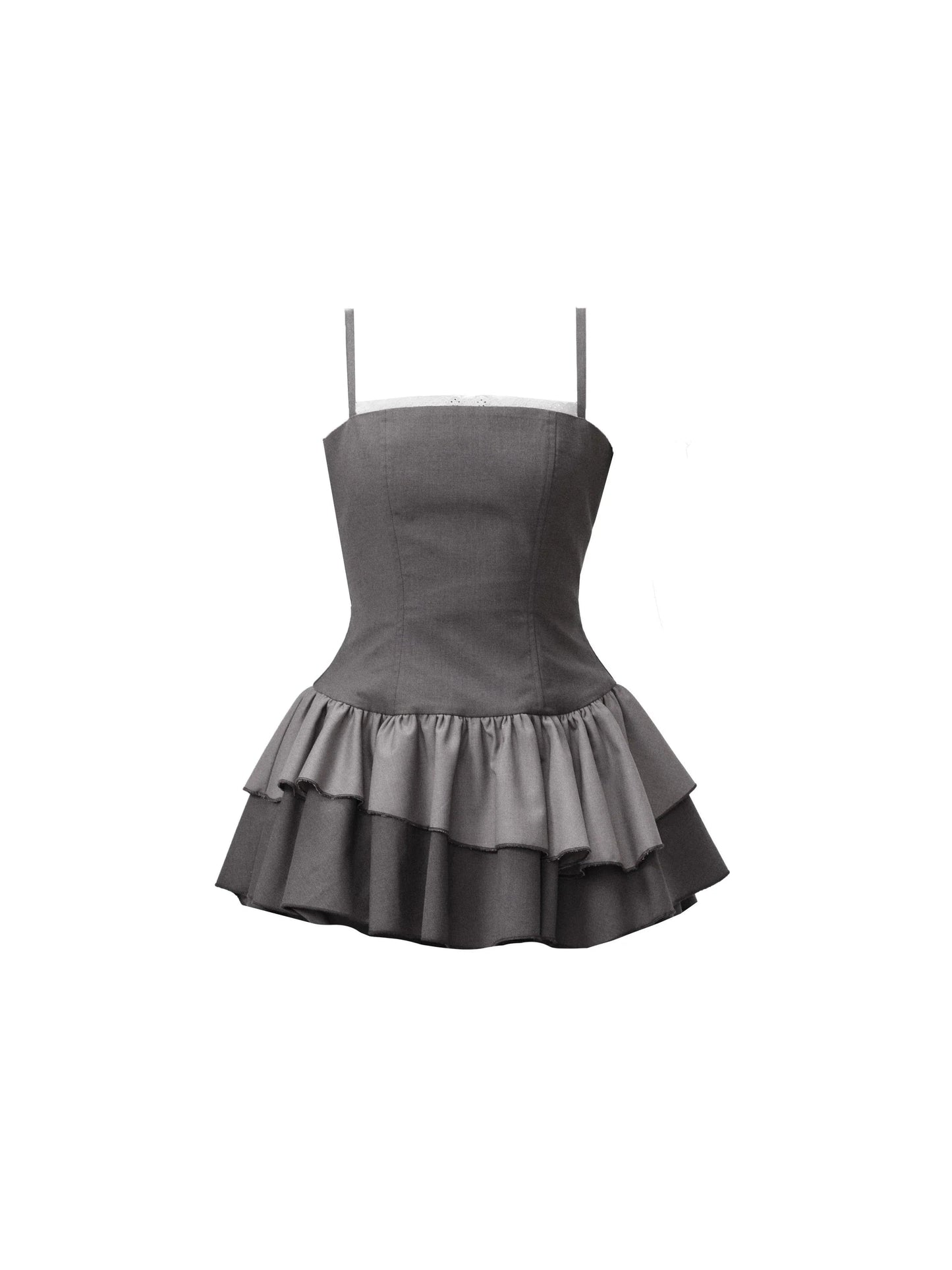 Charcoal : Strapless Ruffle-tier Mini Dress