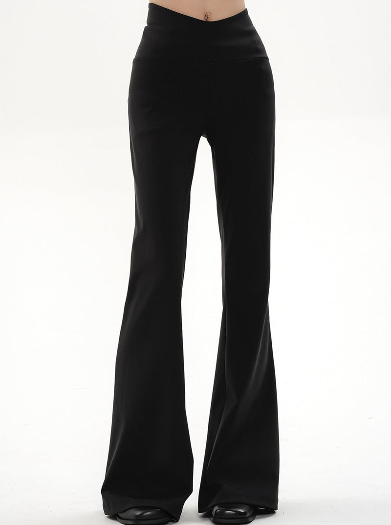 High-waisted Flared Yoga Pants - Black Stretchy Bell Bottom Leggings