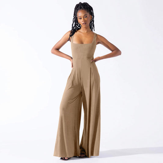 Knitted Sling Wide Leg Jumpsuit Summer Clothing