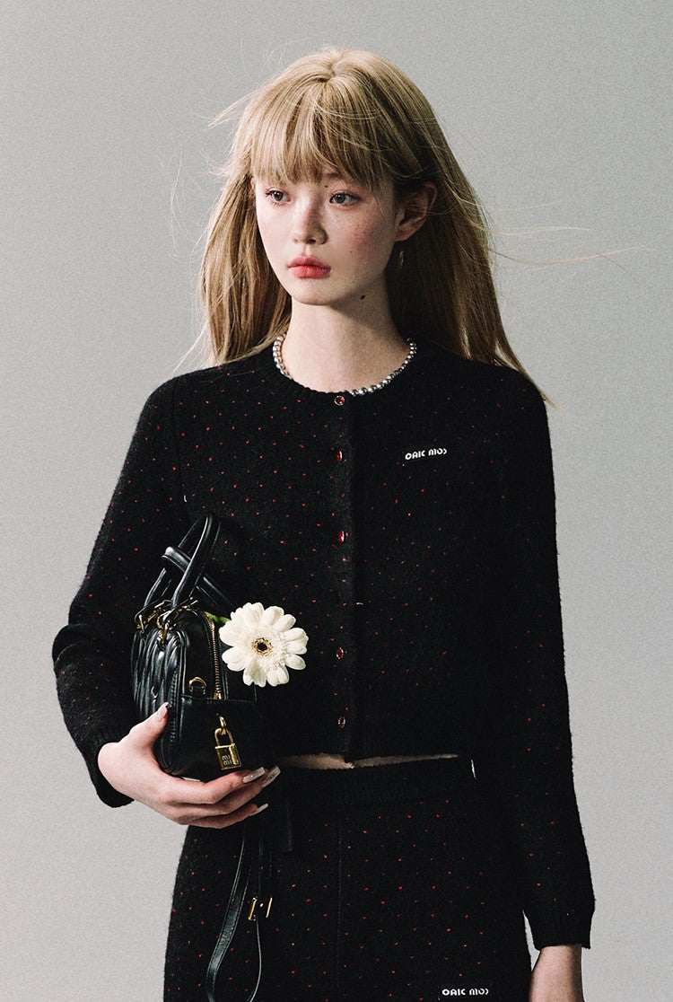 Polka Dot Knit Cardigan/short
