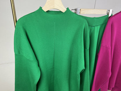 Autumn Winter Popular Long Sleeved Sweater Sets Knitted Top Trousers Two Piece Clothing