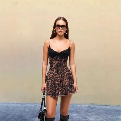 Kerrigan Leopard Lace Mini Dress