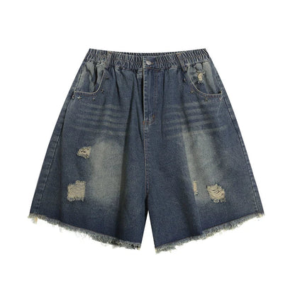 Distressed Denim Bermuda Shorts