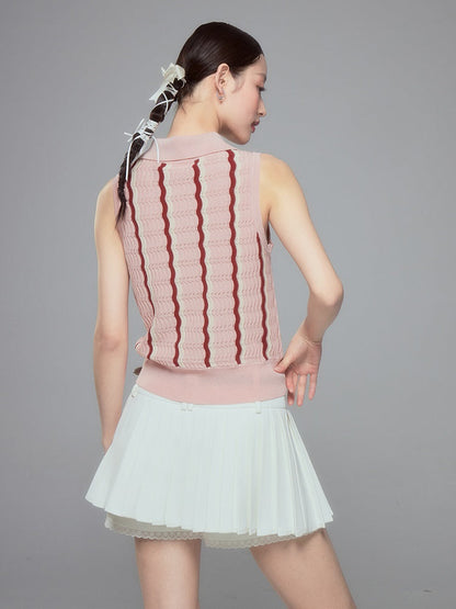 Pleated Lace A-line Skirt Trousers