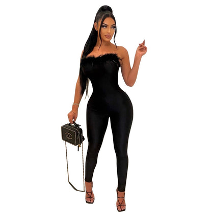 Summer Clothing Tight Wrapped Chest Jumpsuit Trousers for