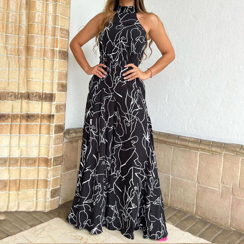 Summer Clothing High Waist Lace Up Sleeveless Halter Trousers Jumpsuit