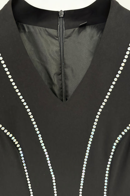 Luxrtp Black Rhinestone Maxi Dress