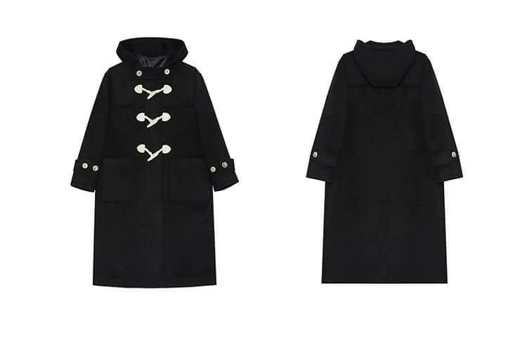 Winter Thicken College Style Hooded Mid-length Melton Wool Coat