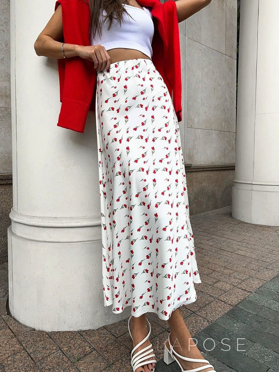 Polly Cherry Print Maxi Skirt