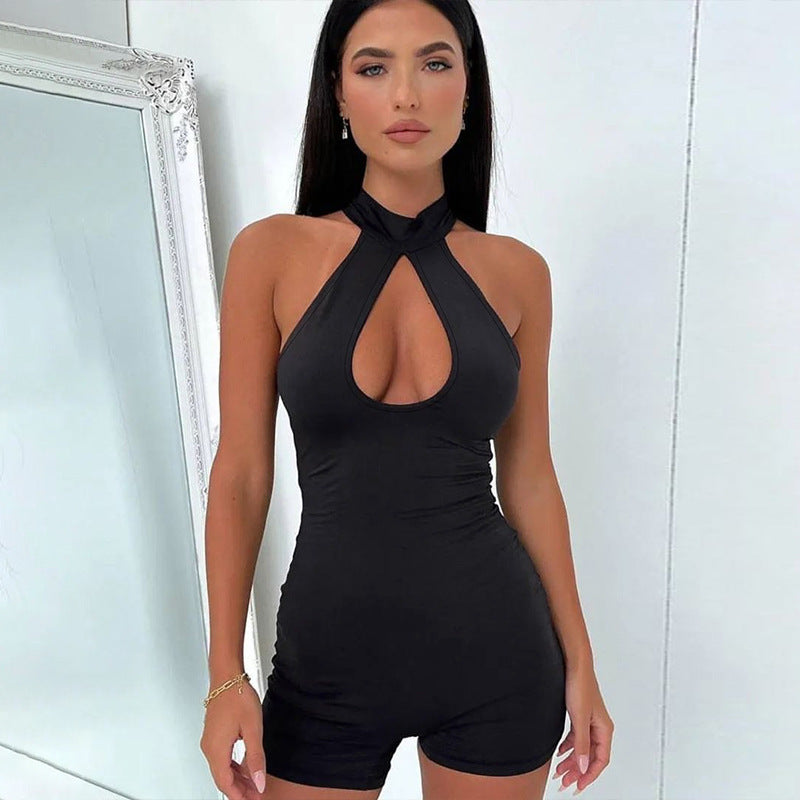 Clothing Spring Cutout Slim Round Neck Sleeveless Jumpsuit