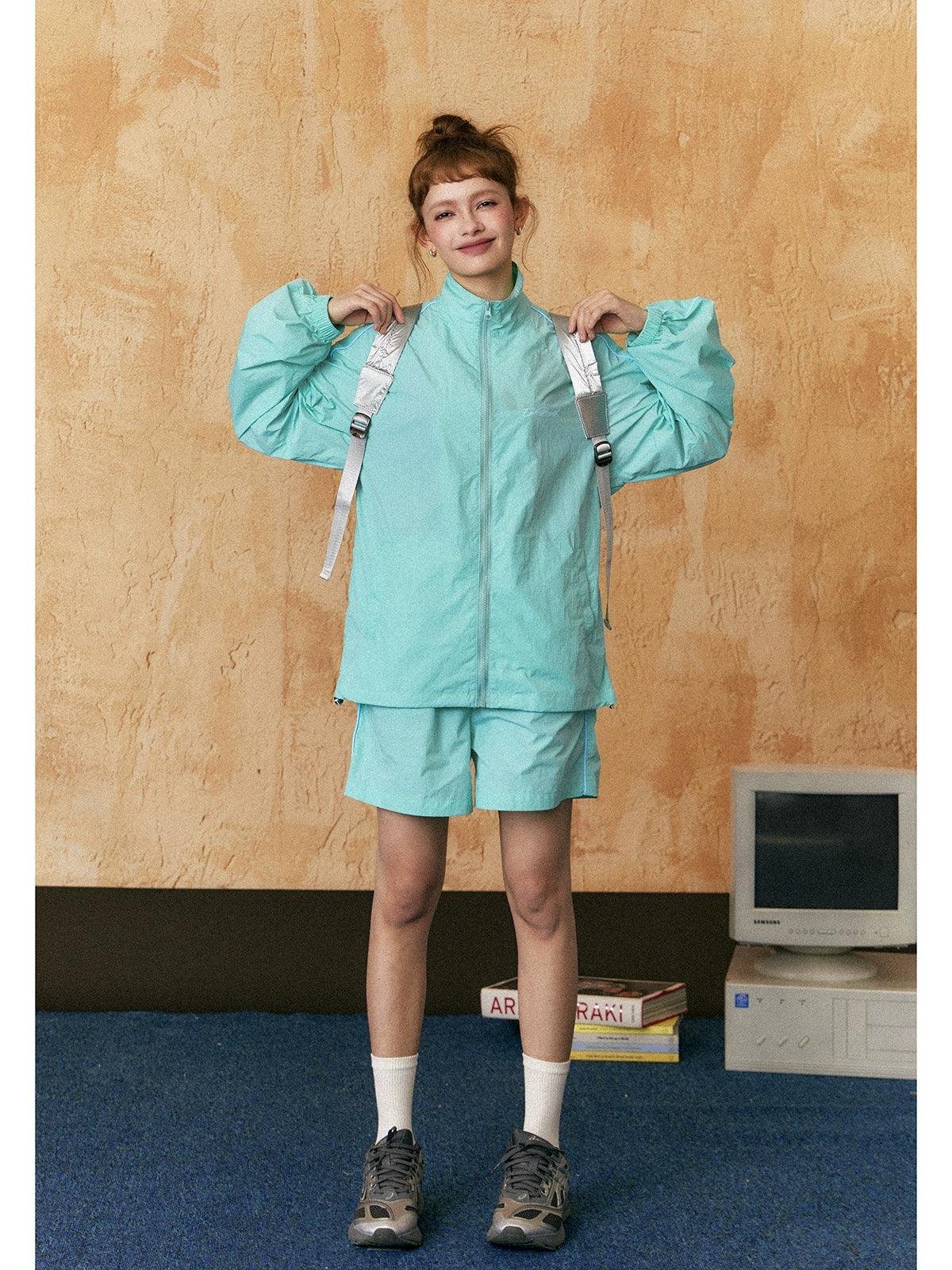 Ezek Two-piece Tracksuit - Lightweight Zip-up Jacket and Shorts Set for Sports and Leisure
