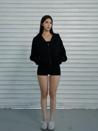 Athletic Zip-up Hooded Sweatshirt