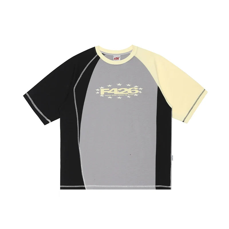 Asymmetric Contrast Stitch T-shirt