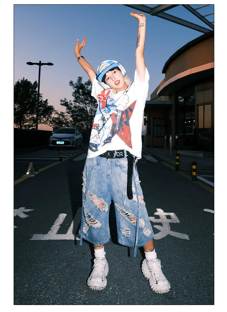 Dnd4des Distressed Denim Bermuda Shorts