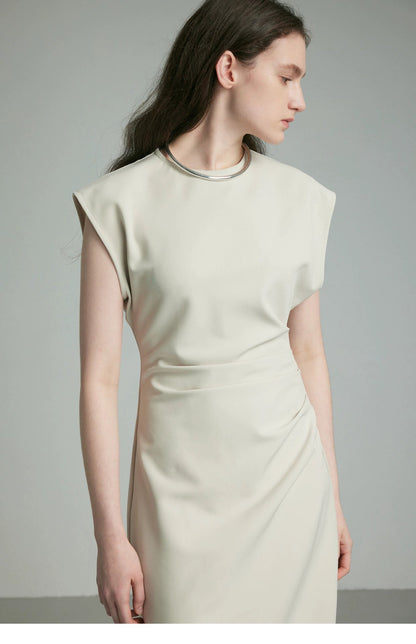 Round Neck Sleeveless Midi Dress