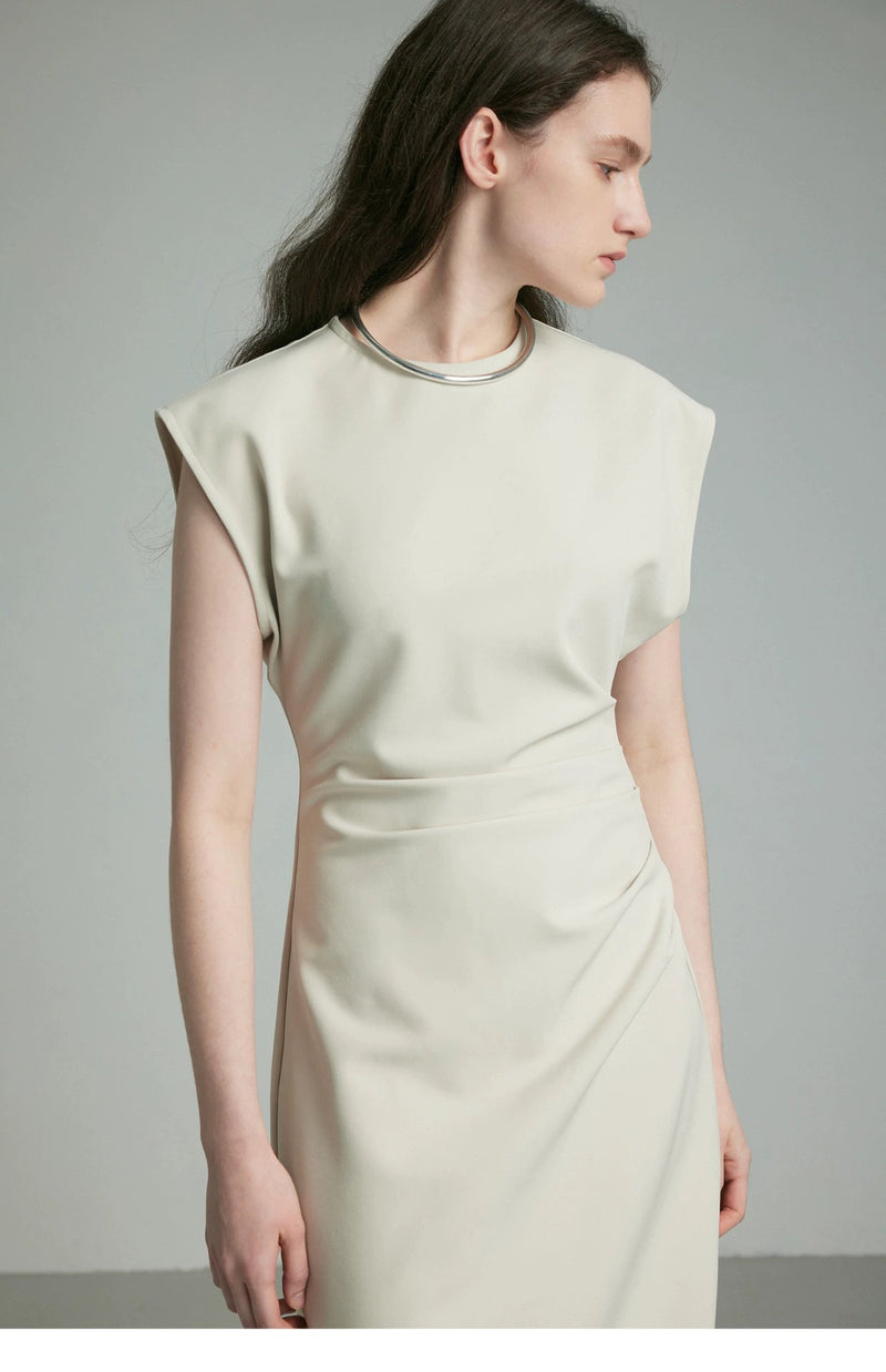 Round Neck Sleeveless Midi Dress