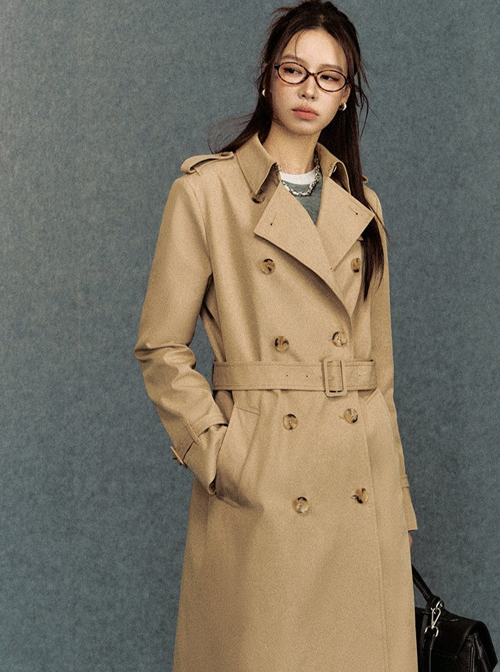 Classic Double-breasted Trench Coat: Belted Outerwear for