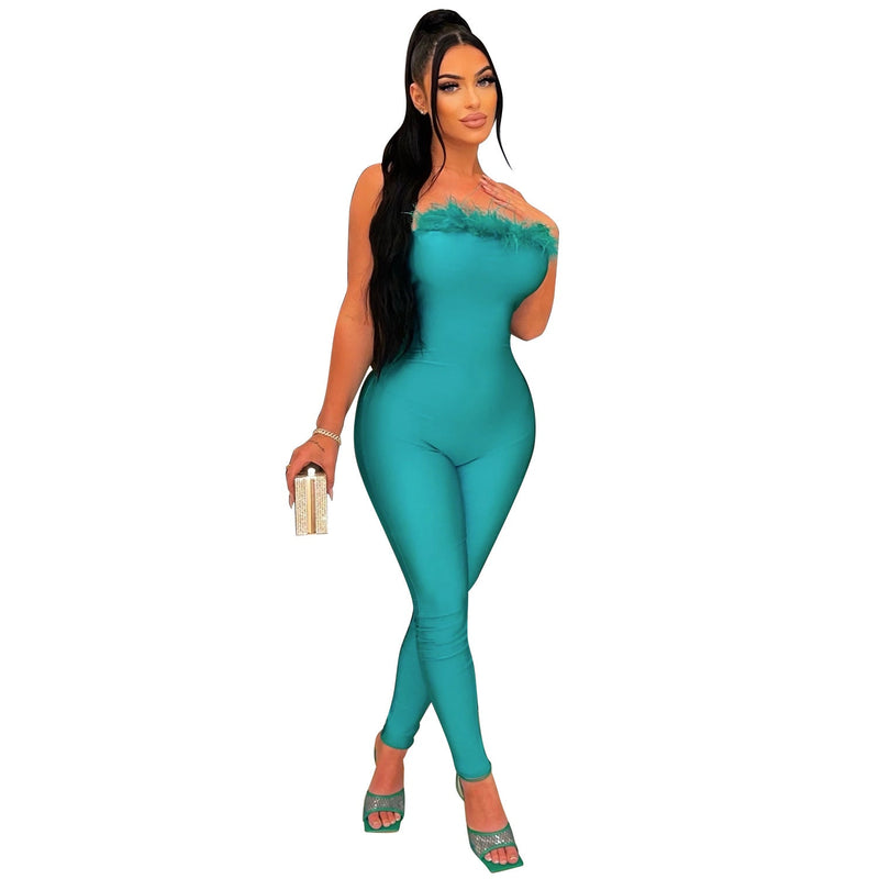 Summer Clothing Tight Wrapped Chest Jumpsuit Trousers for