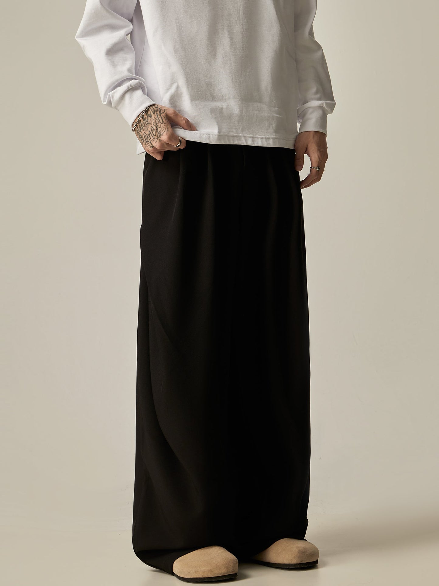 Khaki Wide Leg Dress Pants