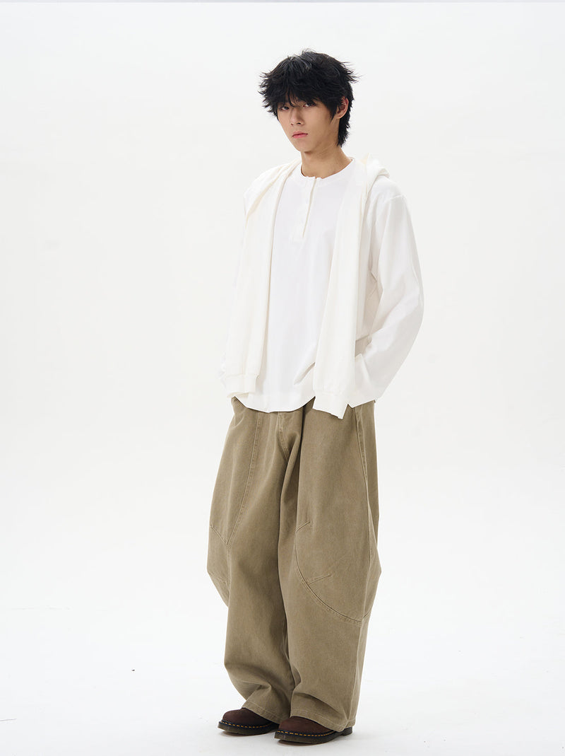 Olive Wide-leg Cargo Chain Pants