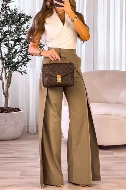 Green Slim Suit Pants