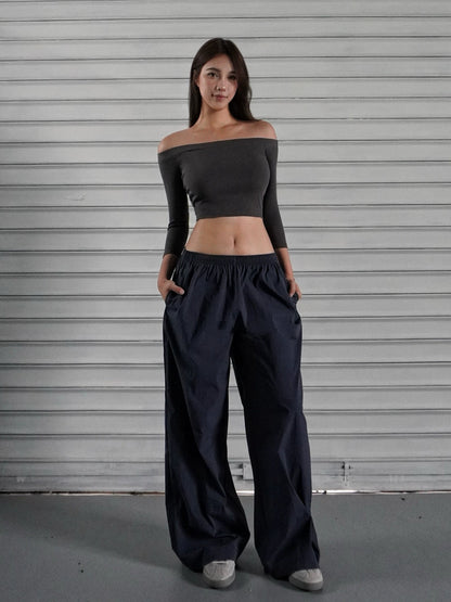Low-rise Wide-leg Athletic Cargo Pants