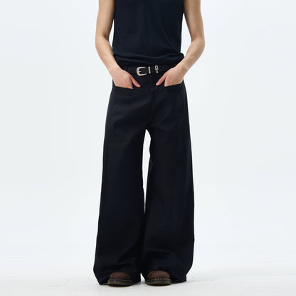 Wide Leg Skater Pants in Black