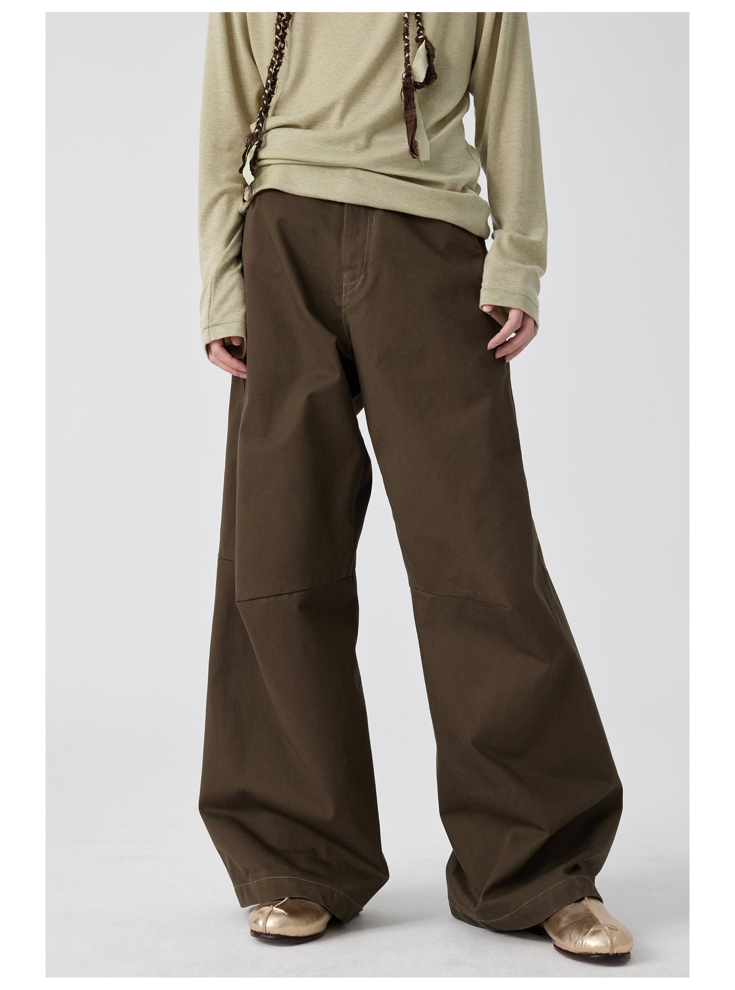 Wide Leg Brown Flared Pants