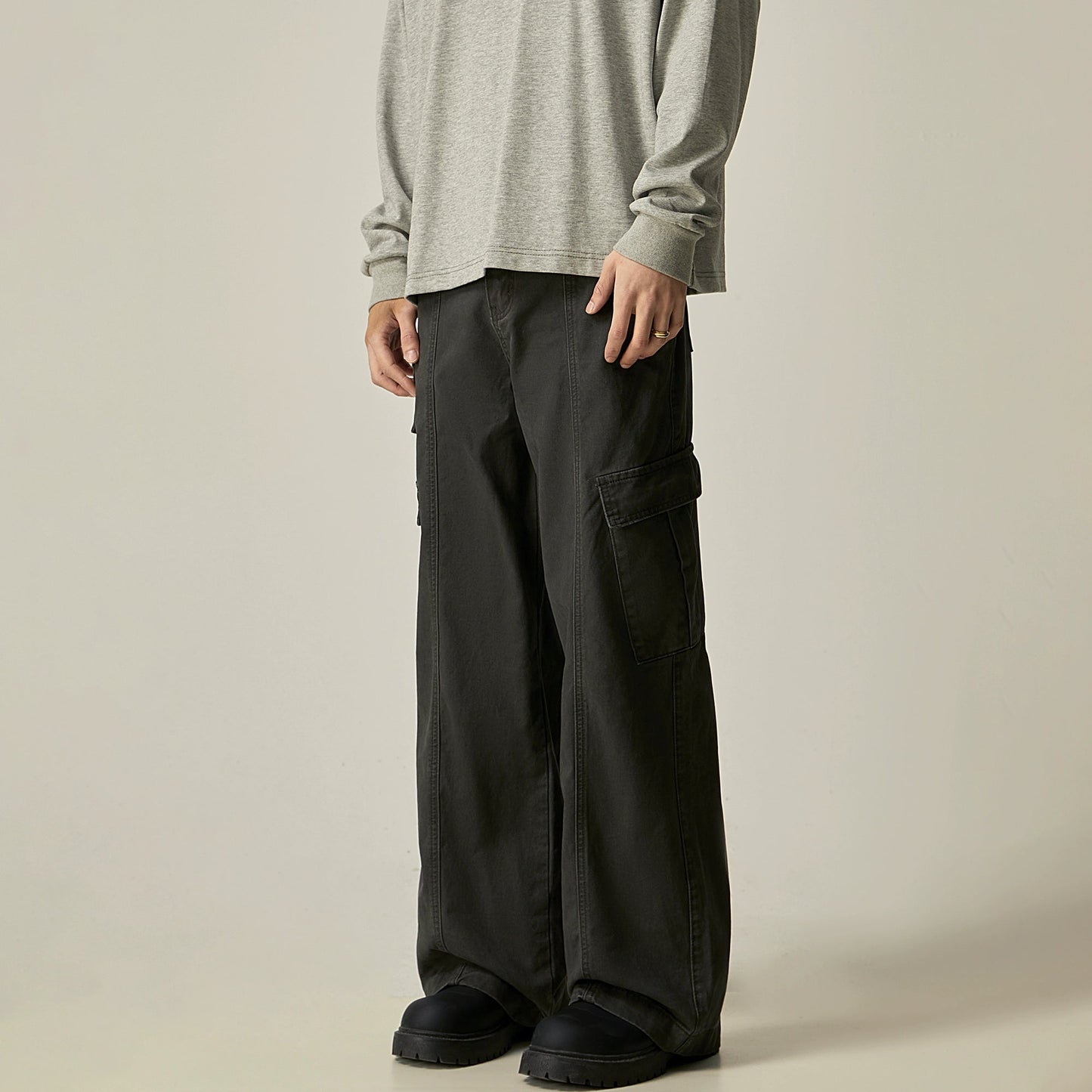 Black Wide Leg Cargo Pants