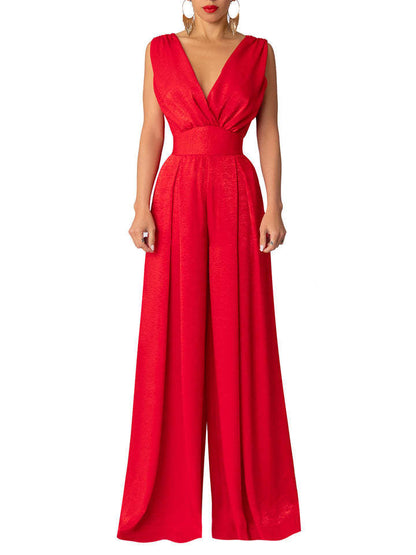 Clothing Summer Slim High Waist Color Jumpsuit