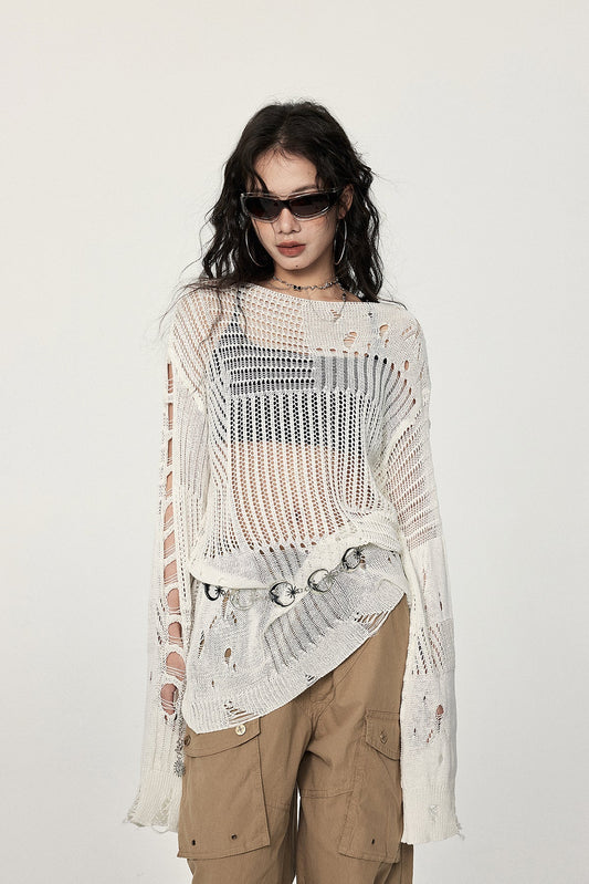 Distressed Crochet Sweater