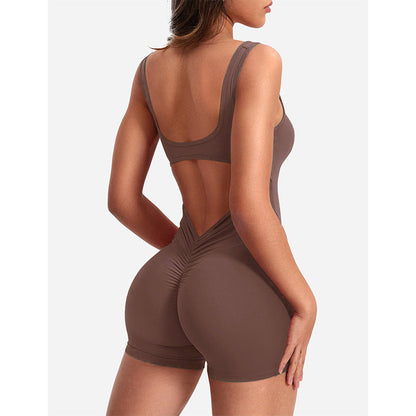 Spring Summer Clothing Shoulder Strap Backless Slim Fit Hip Lifting Yoga Jumpsuit