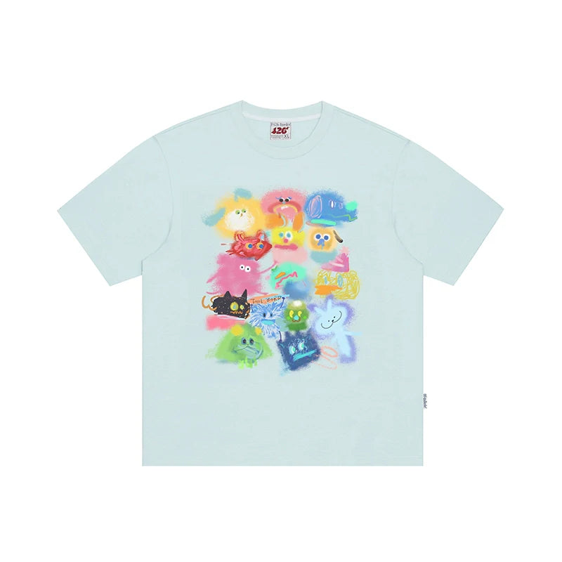 Inkjet Color Graffiti Print T-shirt