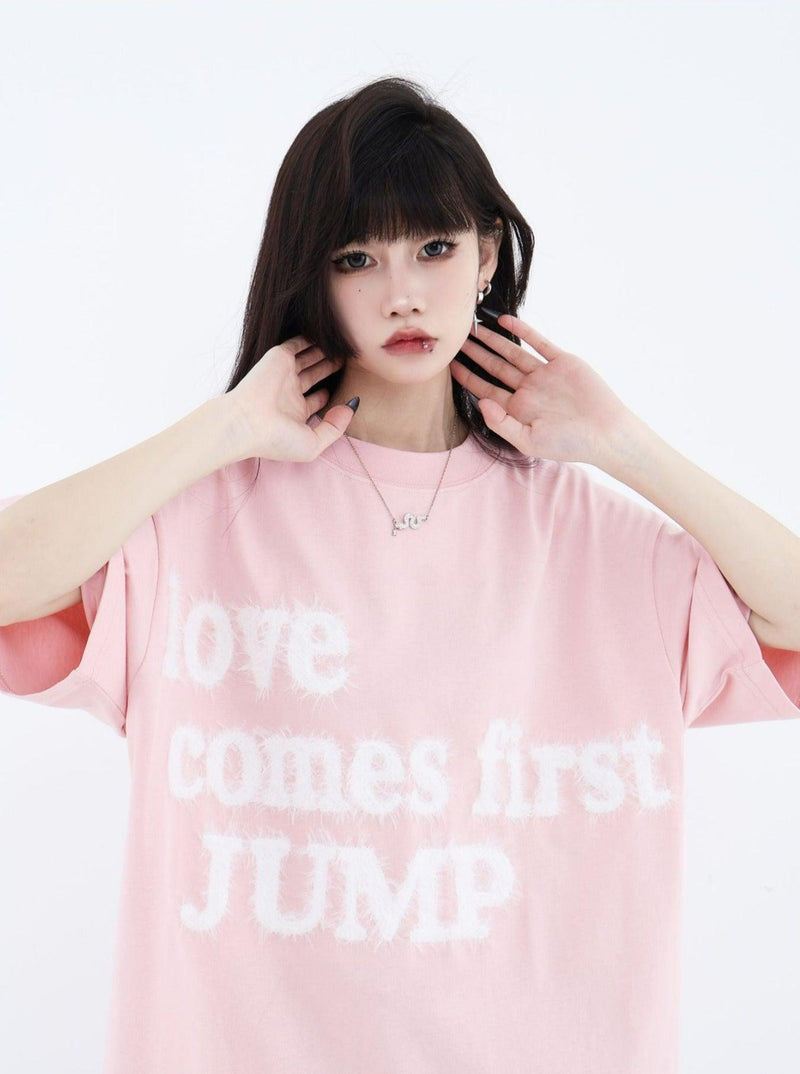 Fluffy T-shirt With Embroidered Logo
