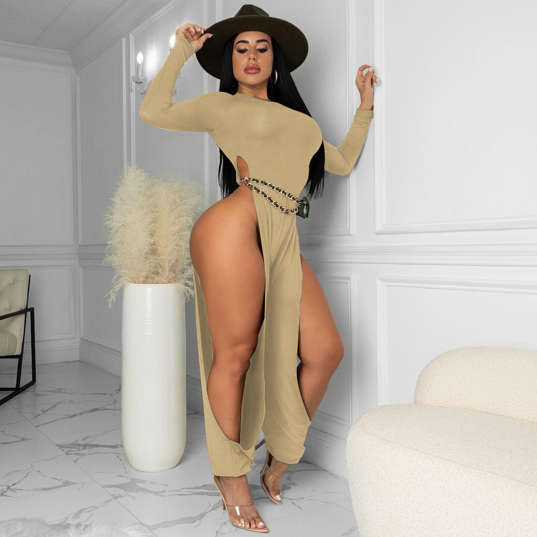 Clothing Open-leg Jumpsuit Color High-elastic Artificial Cotton Fabric Jumpsuit for