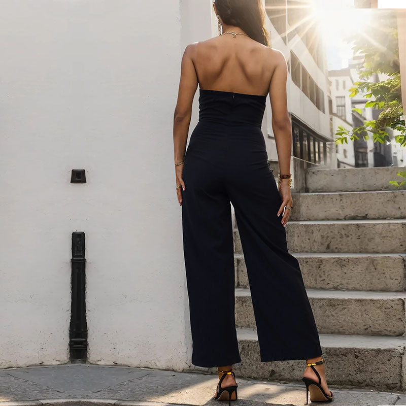 Summer Stitching Tube Top Sleeveless Jumpsuit